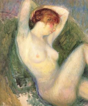William James Glackens : Nude in green chair